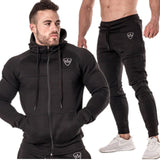 2 pieces Sping Running Set Long Sleeve Stand Collar Sweatshirt Sports Set Gym Clothes Men Sport Suit Training Suit Sport Wear