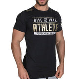 Mens gym training Brand t shirt Fitness Bodybuilding short sleeve cotton shirts Run workout clothes Crossfit tee tops clothing