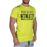 Mens gym training Brand t shirt Fitness Bodybuilding short sleeve cotton shirts Run workout clothes Crossfit tee tops clothing