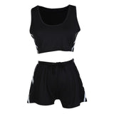 2017 Sexy Solid Women Sportswear Yoga Sets Breathable Tops/ Shorts Sleeveless Round Collar Sports Fitness Gym Yoga Clothes M-XL