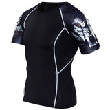 Summer Men Compression Skull 3d printed Short t shirt Run jogging Skin Tight Base Layer gym Fitness workout MMA tee Tops clothes