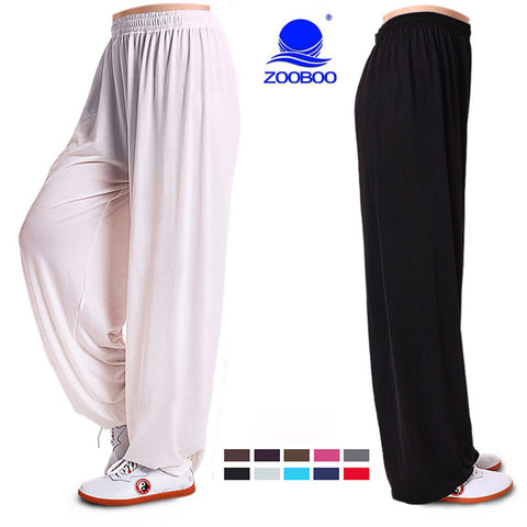 Yoga Pants Fitness Clothing Gym Exercise Wushu Tai Chi Kungfu For Women & Men Sports Pants White Blue Clothes