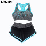 MAIJION Women Yoga Set Fitness Gym Running Sport Suit ,Yoga Padded Sports Bra + Cropped Trousers Sport Shorts Workout Clothes