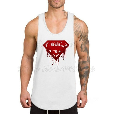 Brand Bodybuilding clothes Fitness Tank Top Men Workout Superman Vest Gyms Stringer Sleeveless Shirt sportswear Undershirt