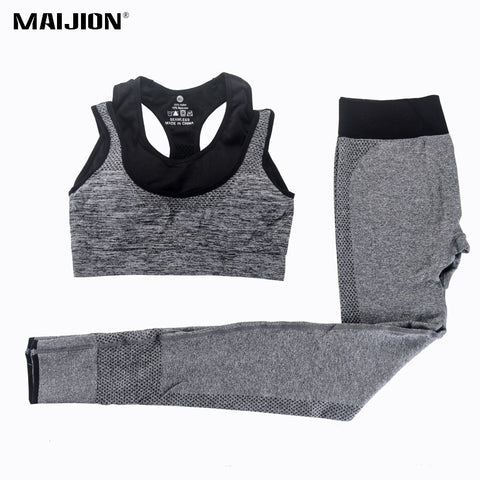 MAIJION 2Pcs Women Yoga Sets Fitness Sport Bra+Yoga Pants Leggings Set , Gym Running Sport Suit Set Workout Clothes for Female