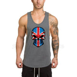 Muscleguys fitness men skull stringer tank top gyms bodybuilding clothes workout singlets Weight lifting Sportwear undershirt