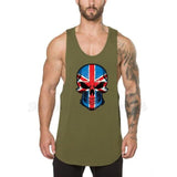 Muscleguys fitness men skull stringer tank top gyms bodybuilding clothes workout singlets Weight lifting Sportwear undershirt