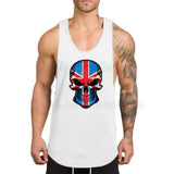 Muscleguys fitness men skull stringer tank top gyms bodybuilding clothes workout singlets Weight lifting Sportwear undershirt