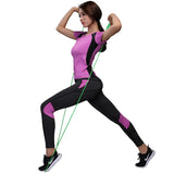 Women Yoga Set Gym Fitness Clothes Tennis Shirt+Pants 2pcs set Running Tights Jogging Workout Yoga Leggings Sport Suit