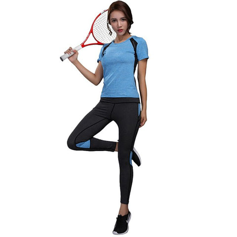 Women Yoga Set Gym Fitness Clothes Tennis Shirt+Pants 2pcs set Running Tights Jogging Workout Yoga Leggings Sport Suit