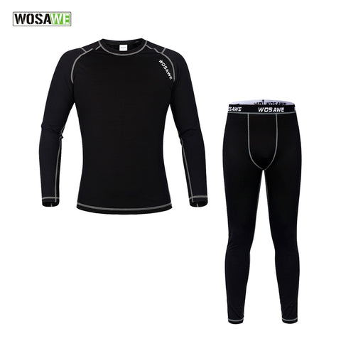 WOSAWE Men Base Layer WinterThermal Underwear Long Johns Jersey Tights Clothes Set for Outdoor Sport Gym Fitness Cycling Running