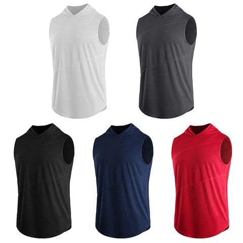 Hooded Cycling Vest elasticity Quick dry Breathable Outdoor Unique Sleeveless  Fitness Gym Tops Active Workout Clothes