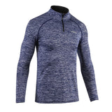 UABRAV Men's Long Sleeve T-shirts with Zipper Standing Collar Gym Bodybuilding Crossfit Clothes Breathable Running Sport Shirt