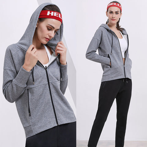 Women's Outdoor Sportswear Running Solid Color Fitness Yoga Clothes Breathable Cotton Long Sleeves Gym Camping Climbing Hoodie