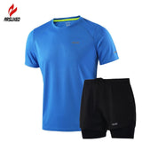 ARSUXEO Summer Men's Running Shorts Jersey Set Compression Jogging Quick Dry Sport T Shirt Running Suit Sportswear Gym Clothes