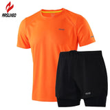 ARSUXEO Summer Men's Running Shorts Jersey Set Compression Jogging Quick Dry Sport T Shirt Running Suit Sportswear Gym Clothes