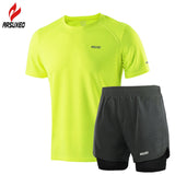 ARSUXEO Summer Men's Running Shorts Jersey Set Compression Jogging Quick Dry Sport T Shirt Running Suit Sportswear Gym Clothes