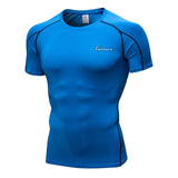 Queshark Men's Pro Compression t shirt Jogging Clothes Sports  Gym Fitness Workout Tights Short Shirt Quick Dry Breathable