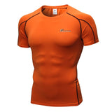 Queshark Men's Pro Compression t shirt Jogging Clothes Sports  Gym Fitness Workout Tights Short Shirt Quick Dry Breathable