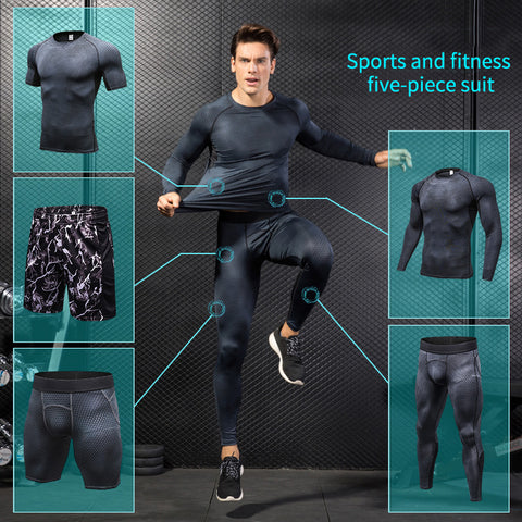 2018 Yuerlian Compression Men's Running Set Clothes Sport Joggers Trainning Gym Tracksuit For Men Gym Workout Sport Suit