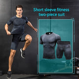 2018 Yuerlian Compression Men's Running Set Clothes Sport Joggers Trainning Gym Tracksuit For Men Gym Workout Sport Suit