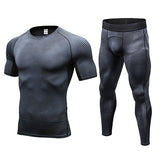 2018 Yuerlian Compression Men's Running Set Clothes Sport Joggers Trainning Gym Tracksuit For Men Gym Workout Sport Suit