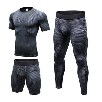 2018 Yuerlian Compression Men's Running Set Clothes Sport Joggers Trainning Gym Tracksuit For Men Gym Workout Sport Suit