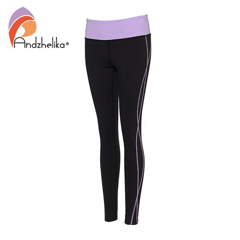 Andzhelika Women Leggings Gym Fitness Yoga Pants Elasticity Waist Sport Clothes Wear Sportswear Workout Trousers Jogging