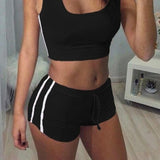 Summer Women Sport Suits Sexy Crop Tops+Shorts Tracksuit 2019 Two Piece Set Gym Running Joggings Yoga Exercise Clothes Quick Dry