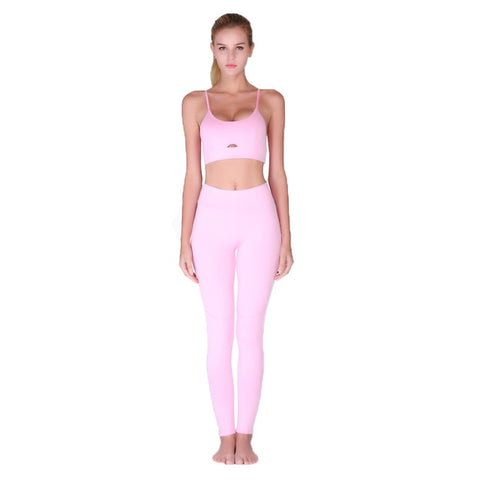 Hot Sale Pink Hollow Women Yoga Sets Elastic Gym Running Sport Suit Fitness Clothes Workout Sport Wear Sports Bra + pants Set