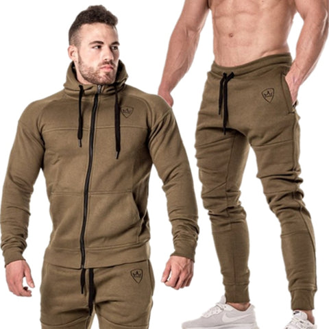 2 pieces Sping Running Set Long Sleeve Stand Collar Sweatshirt Sports Set Gym Clothes Men Sport Suit Training Suit Sport Wear