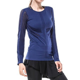 Spring Autumn Women Fitness Shirt Women Running Gym Clothes Hollow Out Breathable Women Solid Long Sleeve Base O-Neck Shirt